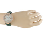 Women's 38mm Green Watch Crystal Bezel Leather Strap Peugeot Watches