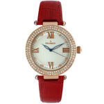 Women's 38mm Red Watch Crystal Bezel Leather Strap Peugeot Watches
