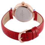 Women's 38mm Red Watch Crystal Bezel Leather Strap Peugeot Watches