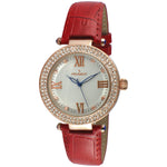 Women's 38mm Red Watch Crystal Bezel Leather Strap Peugeot Watches