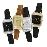 Women's 22mm Gold Crystal Watch With Black Dial &  Tan Strap Peugeot Watches