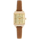 Women's 22mm Crystal Watch Gold Dial & Tan Strap Peugeot Watches