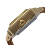 Women's 22mm Crystal Watch Gold Dial & Tan Strap Peugeot Watches