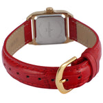 Women's 34x24mm Tank Watch with Crystal Bezel Red Leather Strap Peugeot Watches
