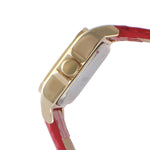 Women's 34x24mm Tank Watch with Crystal Bezel Red Leather Strap Peugeot Watches