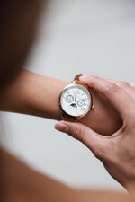 Women 38mm Watch Multi Function Suede Leather Strap Peugeot Watches