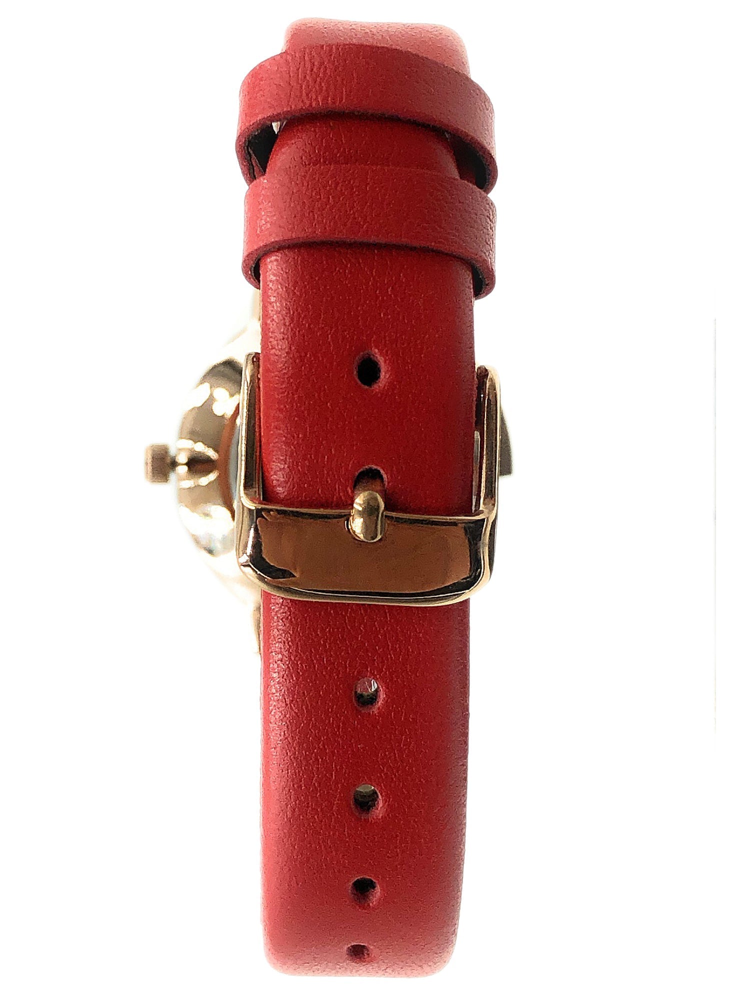 Women's 30mm Red Modern Calfskin Leather Strap Watch Peugeot Watches