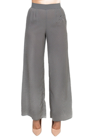 Philosophy Mid Waist Pull On Wide Leg Pleat Front Encased Elastic Back Woven Pants - By Baano