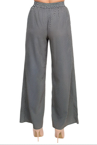 Philosophy Mid Waist Pull On Wide Leg Pleat Front Encased Elastic Back Woven Pants - By Baano