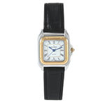 Women's Watch 36mm Square Tank Shape Black Leather Strap Watch Peugeot Watches