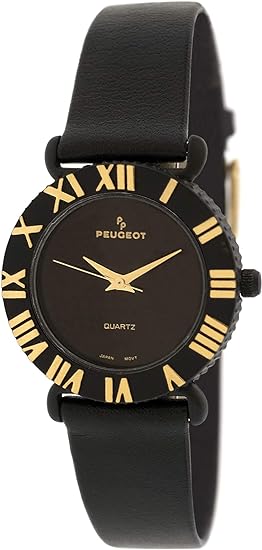 Women 29mm Midnight Black Watch with Raised Gold Roman Numerals