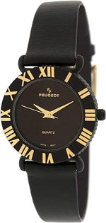 Women 29mm Midnight Black Watch with Raised Gold Roman Numerals