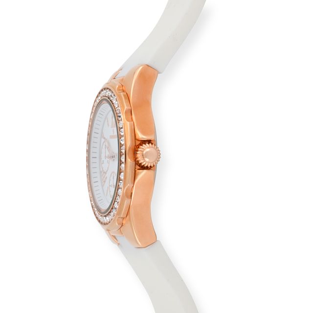 Women's Rose Gold Wrist Watch with Crystal Bezel Peugeot Watches