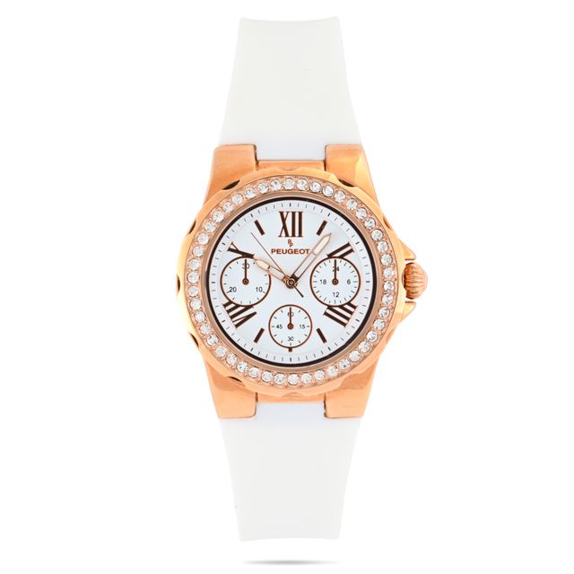 Women's Rose Gold Wrist Watch with Crystal Bezel Peugeot Watches