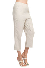 Land N Sea Pull - on Elastic Waist Slit Bottom Linen Gaucho Pant with Pockets - Glamourous Grace