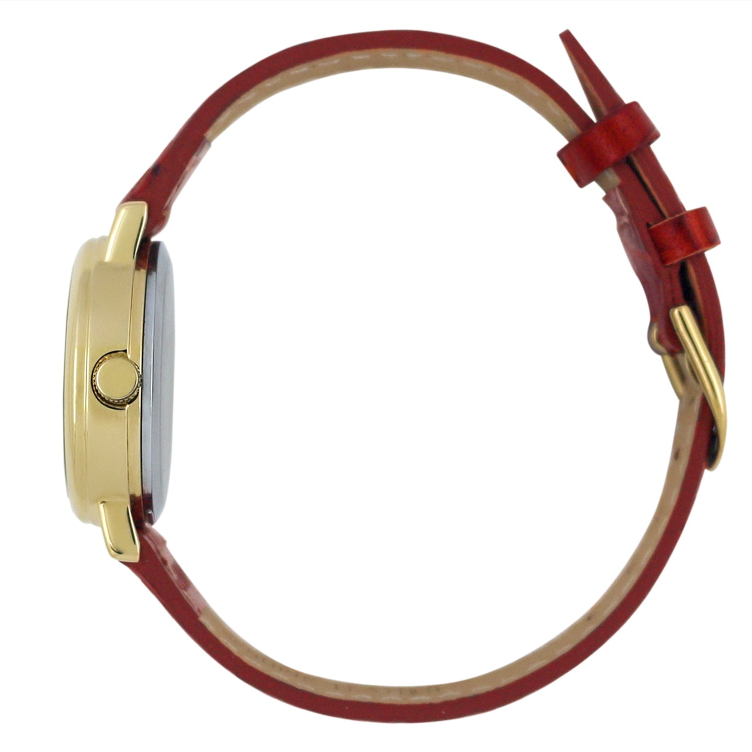 Women's 26mm Sun-Moon Phase Gold Watch with Brown Leather Strap