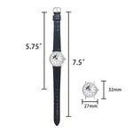 Women's 26mm Sun-Moon Phase Silver Watch with Black Leather Strap Peugeot Watches