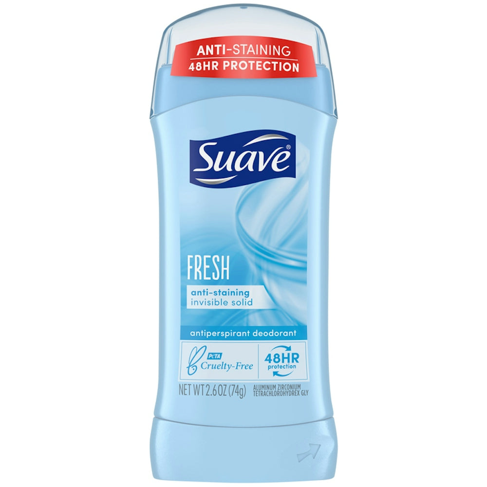 Suave Antiperspirant Deodorant, Anti Staining, Fresh, Invisible Solid 2.6 Oz