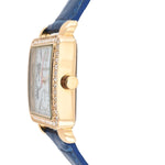 Women's 35x30mm 14K Gold Plated Square Dress Watch - Crystal Bezel