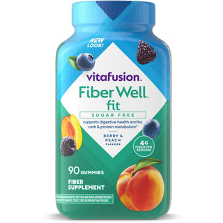 Vitafusion Fiber Well Sugar Free Peach, Raspberry & Berry Flavor Fit 90 Gummies
