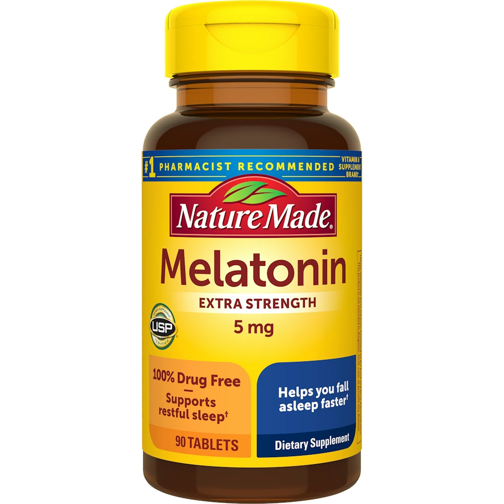 Nature Made Melatonin 5 Mg Ex Strength Tablets 100% Drug Free Sleep Aid For Adults