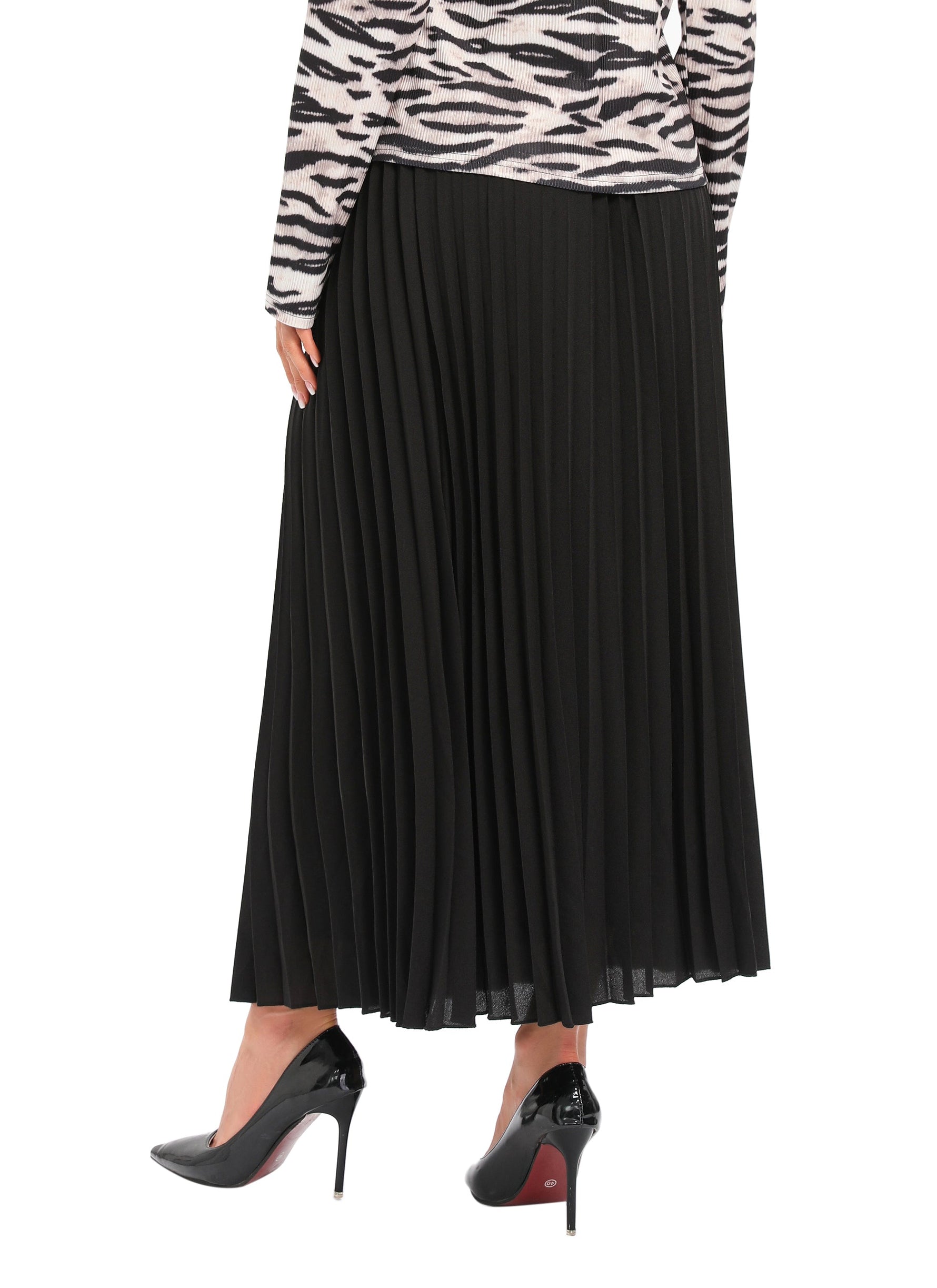 Black Pleated Lightweight Solid Skirt MissFinchNYC