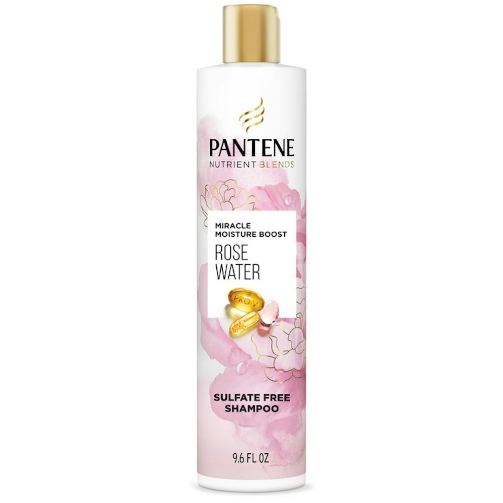 Pantene Nutrient Blends Miracle Moisture Boost Rose Water Shampoo For Dry Hair, Sulfate Free, 9.6 Fl Oz