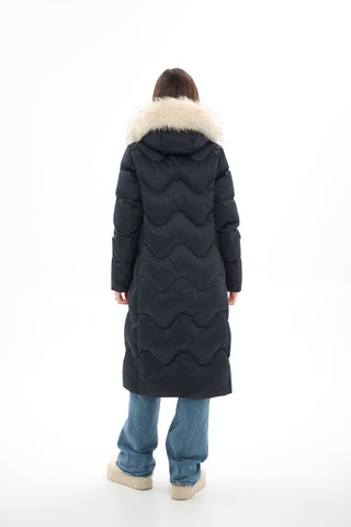 Genuine Fur Trim Down Fill Coat - By Baano