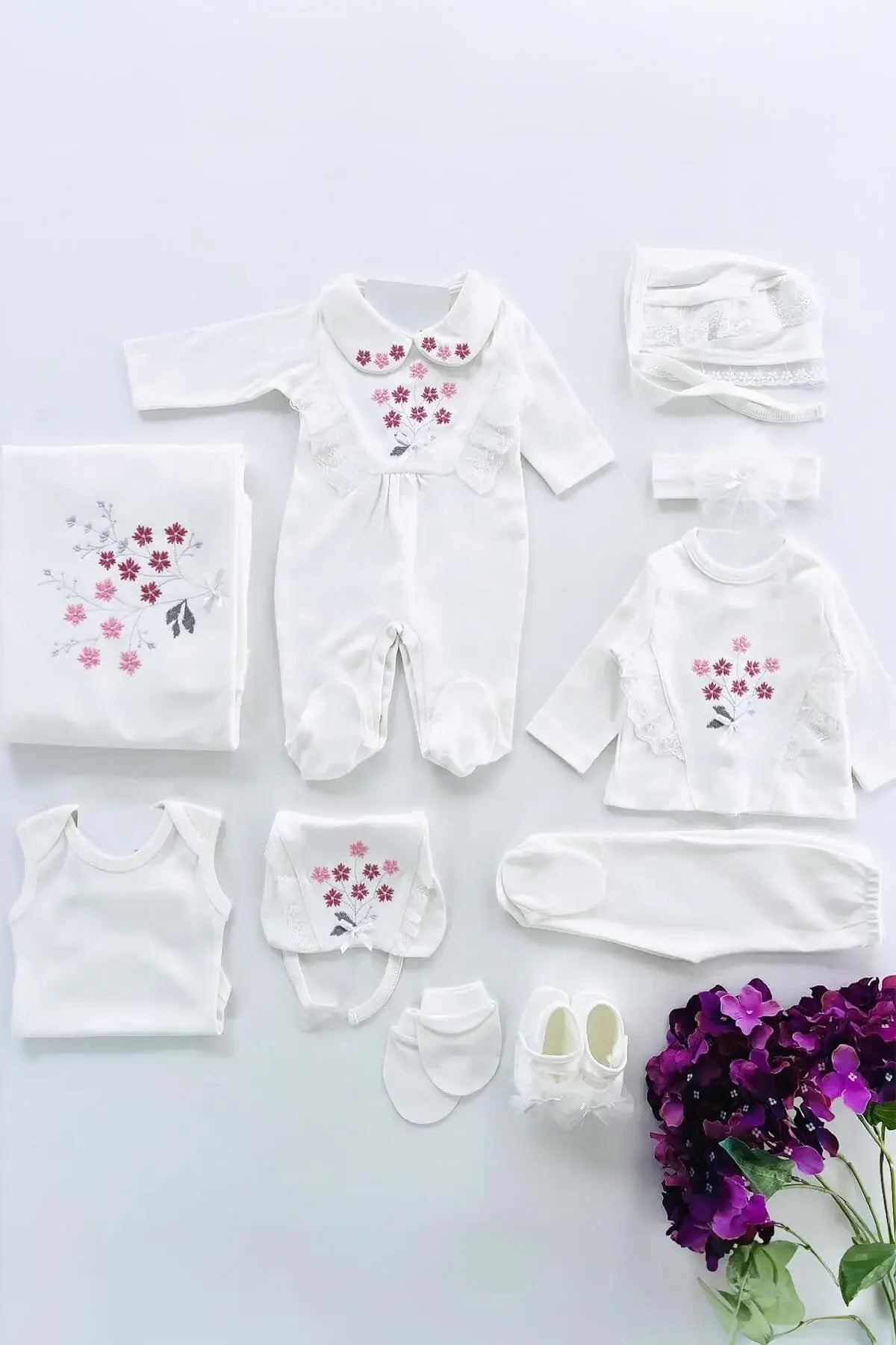 Heidi Newborn Baby Girl Homecoming Outfit Set (11 pcs) - By Baano