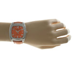 Women's Orange Boyfriend Watch 40mm Crystal Bezel Leather Strap Peugeot Watches