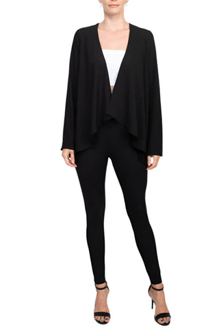 Grace Open Front Long Sleeve Solid Crepe Jacket - By Baano