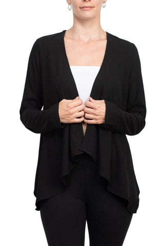 Grace Open Front Long Sleeve Solid Crepe Jacket - By Baano