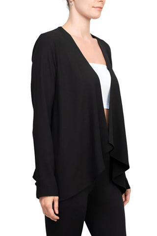 Grace Open Front Long Sleeve Solid Crepe Jacket - By Baano