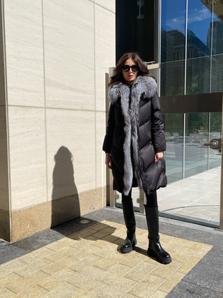 Amandine Genuine Silver Fox Down Parka - By Baano