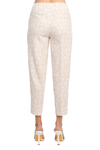 Land N Sea Elastic Waist Tie Waist Multi Print Slit Hem Linen Pant with Pockets - Glamourous Grace
