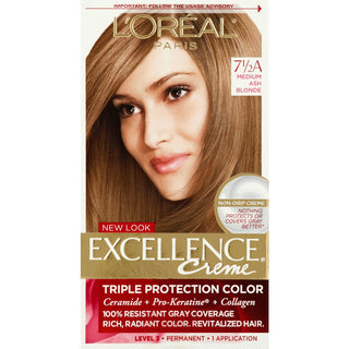 Excellence L'Oreal Paris Creme Permanent Triple Protection Hair Color 7.5A Medium Ash Blonde