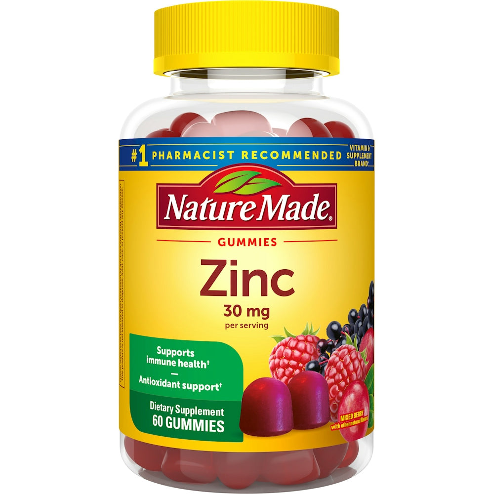 Nature Made Zinc, Extra Strength, 30 Mg, Gummies, Mixed Berry