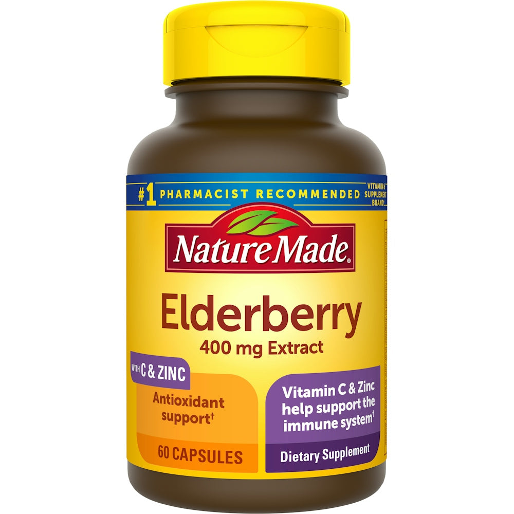 Nature Made Elderberry 400 Mg Extract With Vitamin C And Zinc Capsules Dietary Supplement