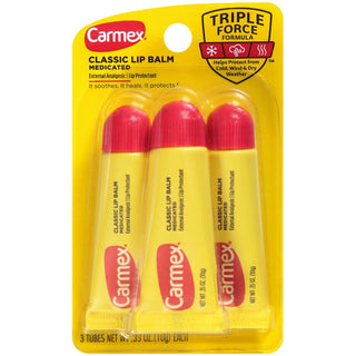 Carmex Lip Balm Tube Classic Medicated 0.35 Ounce 3 Count (10.3ml)