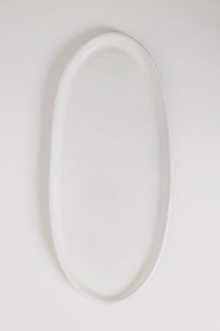 Ines Oval Lipped Serving Plate - Matte White - Set of 2