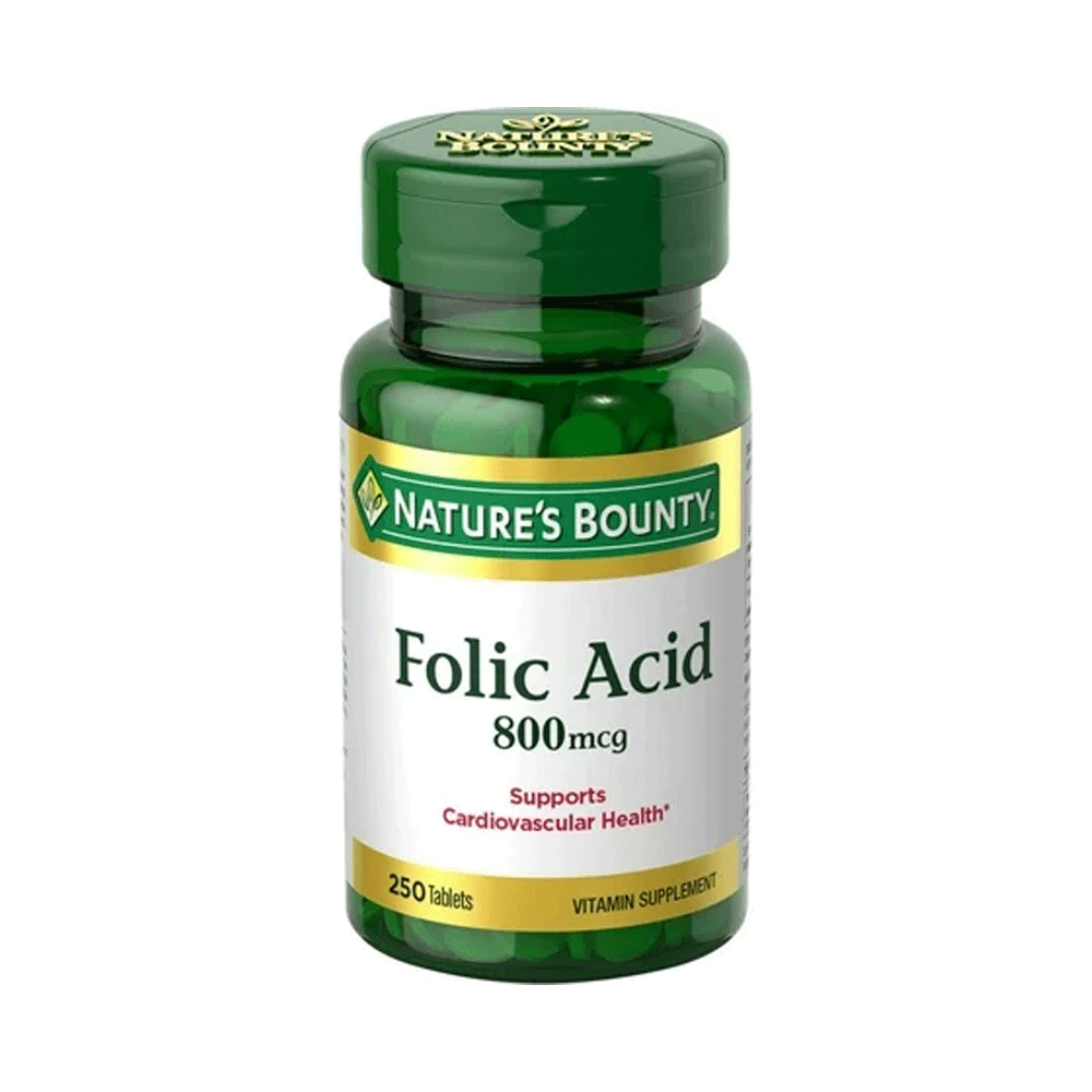 Nature's Bounty Folic Acid 800 Mcg Vitamin Supplement Maximum Strength - 250 Tablets