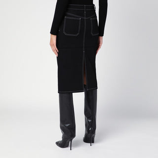 Black Denim Midi Skirt - By Baano