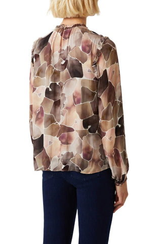 Ecru Designs Mock Neck Long Sleeve Multi Print Viscose Top - By Baano