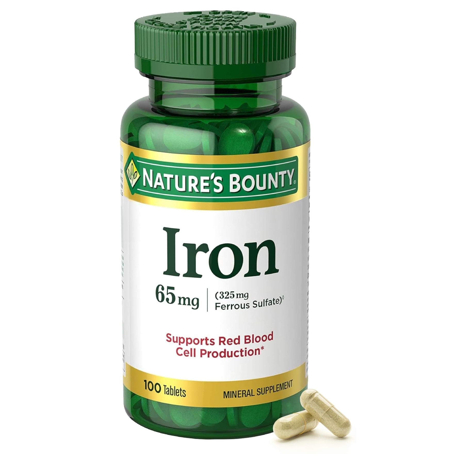 Nature's Bounty Iron 65 Mg Ferrous Sulfate - 100 Tablets