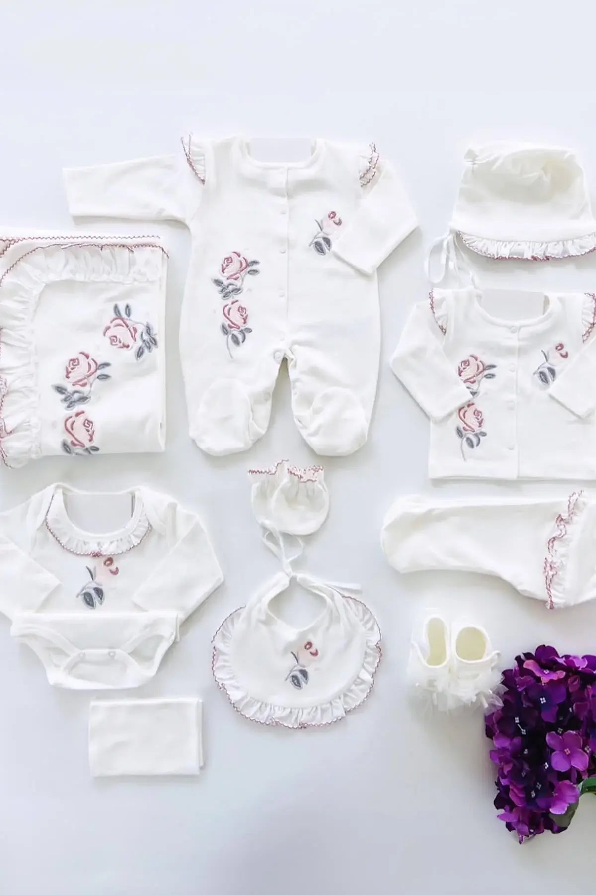 Heather Floral Newborn Coming Home Set (10 Pcs) - By Baano
