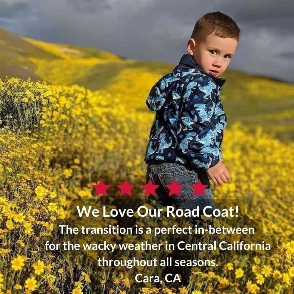 Car Seat Coat | The Road Coat Transition - Navy Raptor Print