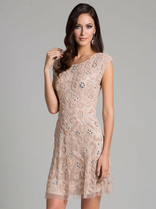 Lara 33404 - Nude Short Dress - By Baano