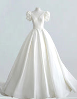 Ivory Satin V-Neck Evening Gown | Women's Prom & Bridesmaid Dress