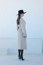 Classic Brushed Cashmere Wool Blend Overcoat in Beige