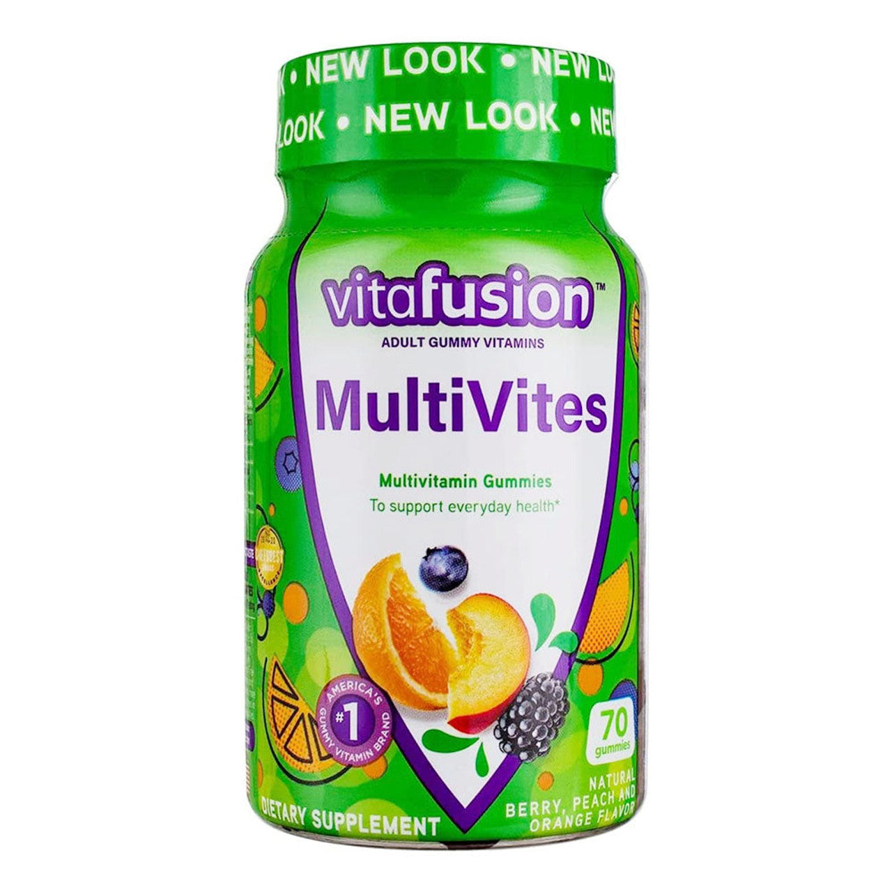 Vitafusion MultiVites Gummy Vitamins For Adults Berry, Peach & Orange Flavors – 70 Ct